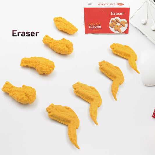 Cute Erasers, Pencil Eraser, Chicken Wings Chicken Legs Eraser Student School Supplies Gifts Chicken Rubber Drawing Small Eraser Office Accessory Fun Back to School Supplies Gifts Party Favor for Kids Adults Students (8 Pcs Set)              4341