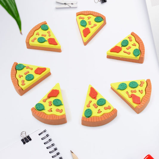 3D Pizza Slices Kids Favourite Food Eraser, Pizza 7 slice eraser for kids Adults fast food lover Stationary Kit Fancy & Stylish Colorful Erasers, for Return Gift, Birthday Party, School Prize                  4347