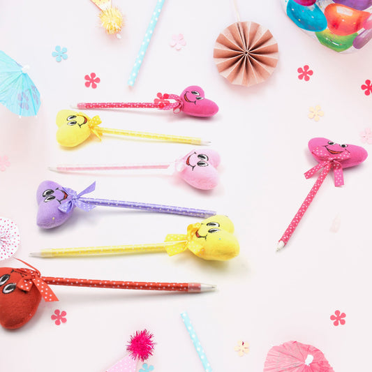 Cute Cartoon Shape & Heart Design Facy Writting Pen Attached Rattle | Ball Pen Smooth Writing For Wedding , Events & Multiuse Pen Best Pen l Use for Kids (12 Pcs Set Mix Design & Color)             4292