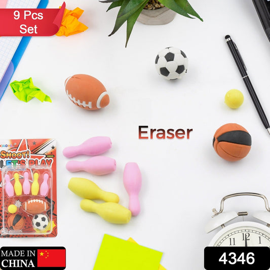Kit Fancy & Stylish Colorful Erasers, Mini Eraser Creative Cute Novelty Eraser for Children Different Designs Eraser Set for Return Gift, Birthday Party, School Prize, Football & Icecream Set Eraser (9 pc & 5 Pc Set)             Stationary